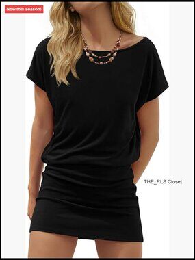 Summer Mini Dress Short Sleeve Crewneck Ruched Bodycon Casual Beach